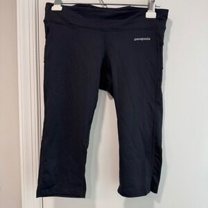 Patagonia Running Capri Leggings with Pockets High Rise Black Size Medium‎